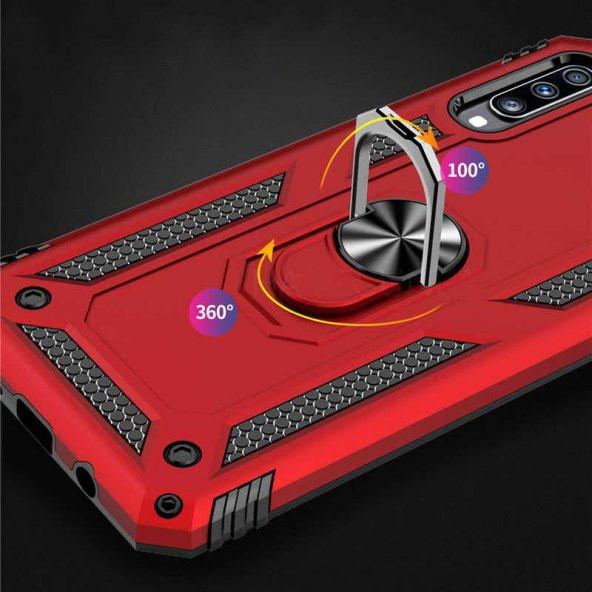 Samsung Galaxy A30S Kılıf Yüzüklü Magnetic Antişok Korumalı Silikon Kapak - 10