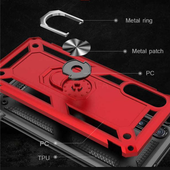 Samsung Galaxy A30S Kılıf Yüzüklü Magnetic Antişok Korumalı Silikon Kapak - 12