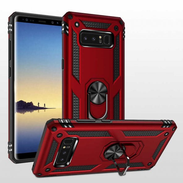 Samsung Galaxy Note 8 Kılıf Yüzüklü Magnetic Antişok Korumalı Silikon Kapak - 2