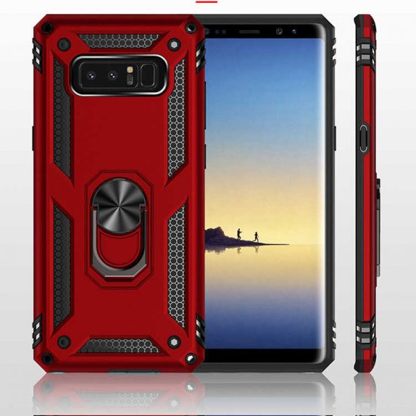 Samsung Galaxy Note 8 Kılıf Yüzüklü Magnetic Antişok Korumalı Silikon Kapak - 7