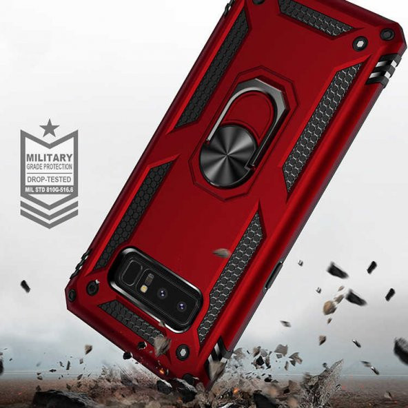 Samsung Galaxy Note 8 Kılıf Yüzüklü Magnetic Antişok Korumalı Silikon Kapak - 10