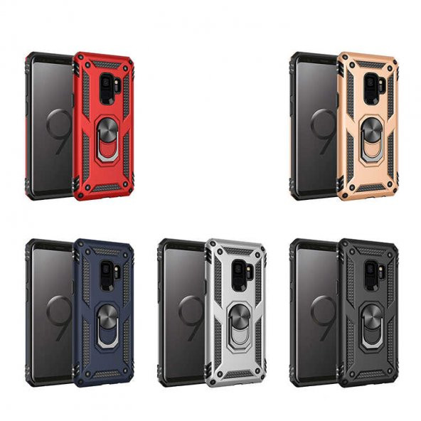 Samsung Galaxy S9 Kılıf Yüzüklü Magnetic Antişok Korumalı Silikon Kapak - 4
