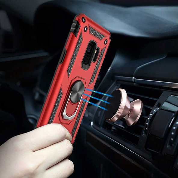 Samsung Galaxy S9 Kılıf Yüzüklü Magnetic Antişok Korumalı Silikon Kapak - 8