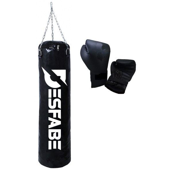 Desfabe Boxing Star 70x25 Cm Zincirli Boks Kum Torbası Siyah +Eldiveni