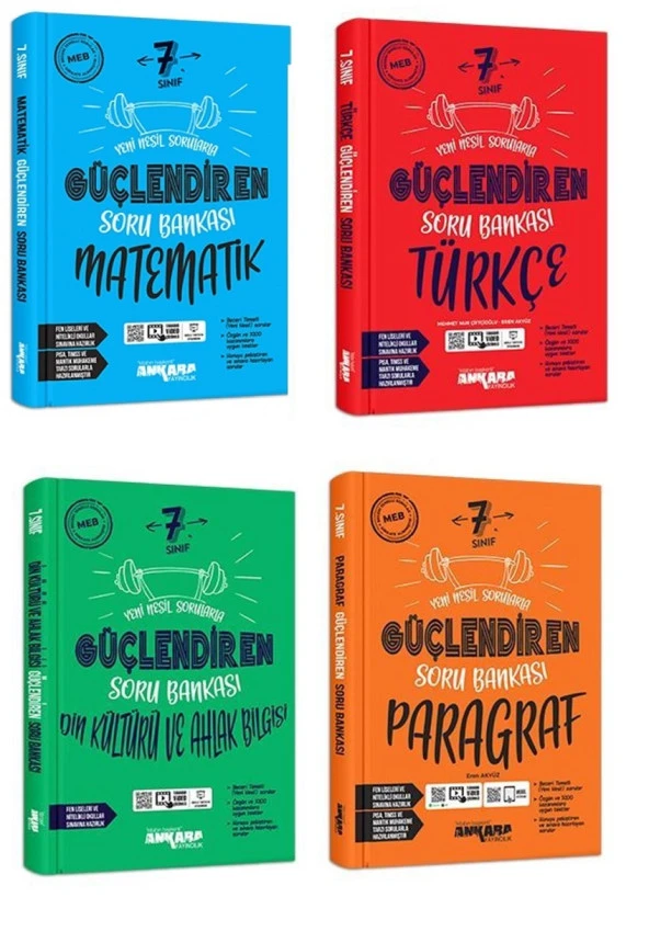 Ankara 2025 7. Sınıf Matematik + Türkçe + Din + Paragraf Güçlendiren Soru Seti 4 Kitap