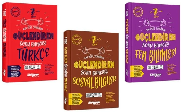 Ankara 7. Sınıf Türkçe + Fen + Sosyal Güçlendiren Soru Seti 3 Kitap 2023 ürün görseli