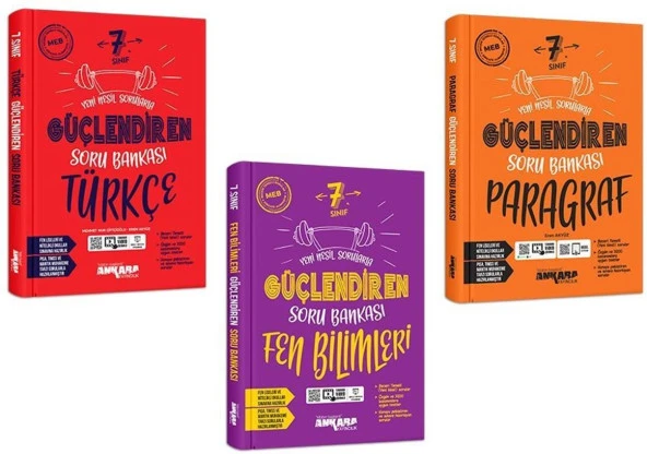 Ankara 2025 7. Sınıf Türkçe + Paragraf + Fen Güçlendiren Soru Seti 3 Kitap ürün görseli