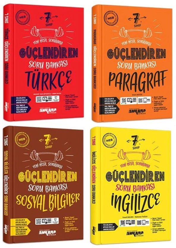 Ankara 2025 7. Sınıf Sosyal + Türkçe + İngilizce + Paragraf Soru Seti 4 Kitap