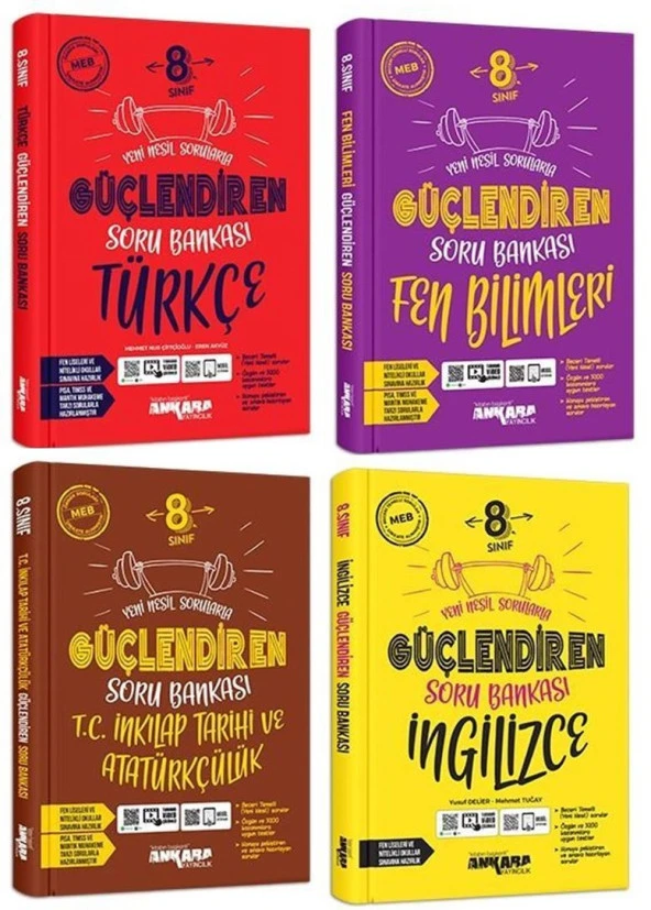 Ankara 2025 8. Sınıf İnkılap + Türkçe + Fen + İngilizce Soru Seti 4 Kitap