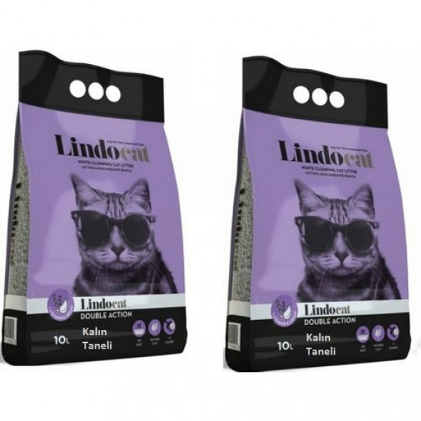 Lindocat Hijyenik Topaklaşan Lavantalı İnce Taneli Kedi Kumu 10 l x 2 Adet