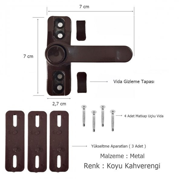 5 Adet Pvc Pencere Çocuk Emniyet Kilidi Düğmeli Koyu Kahve - 2