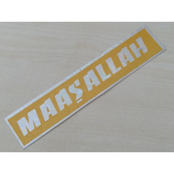 MAAŞALLAH STİCKER 17,5x3,5cm SARI MAAŞALLAH YAZISI MAAŞALLAH ETİKETİ MAAŞALLAH ÇIKARTMASI