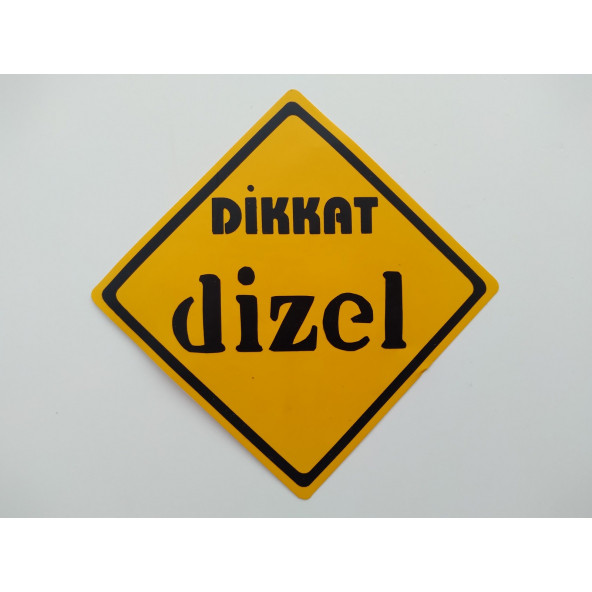 DİKKAT DİZEL STİCKER 9x9cm SARI  DİZEL YAZISI - DİZEL ETİKETİ - DEPO KAPAĞI ETİKETİ - 1