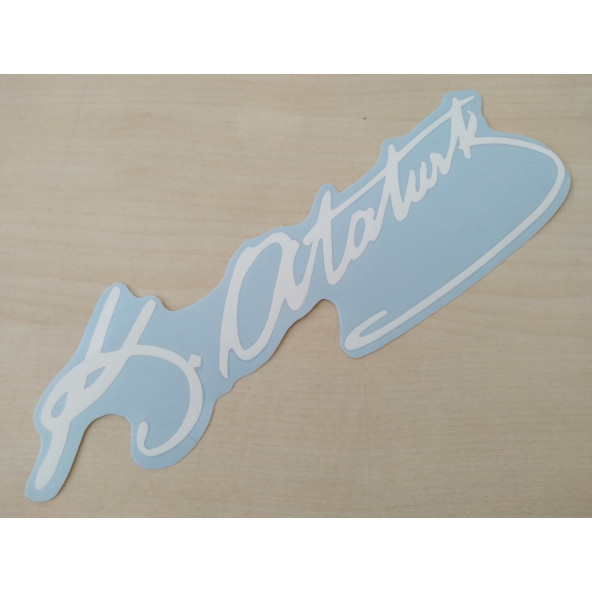 K. ATATÜRK STİCKER Beyaz 22x6cm ATATÜRK İMZASI STİCKER, ATATÜRK ETİKETİ, ATATÜRK ÇIKARTMASI