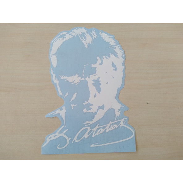K. ATATÜRK STİCKER Beyaz 19,5x12,5cm ATATÜRK SİLÜETİ STİCKER, ATATÜRK ETİKETİ, ATATÜRK ÇIKARTMASI