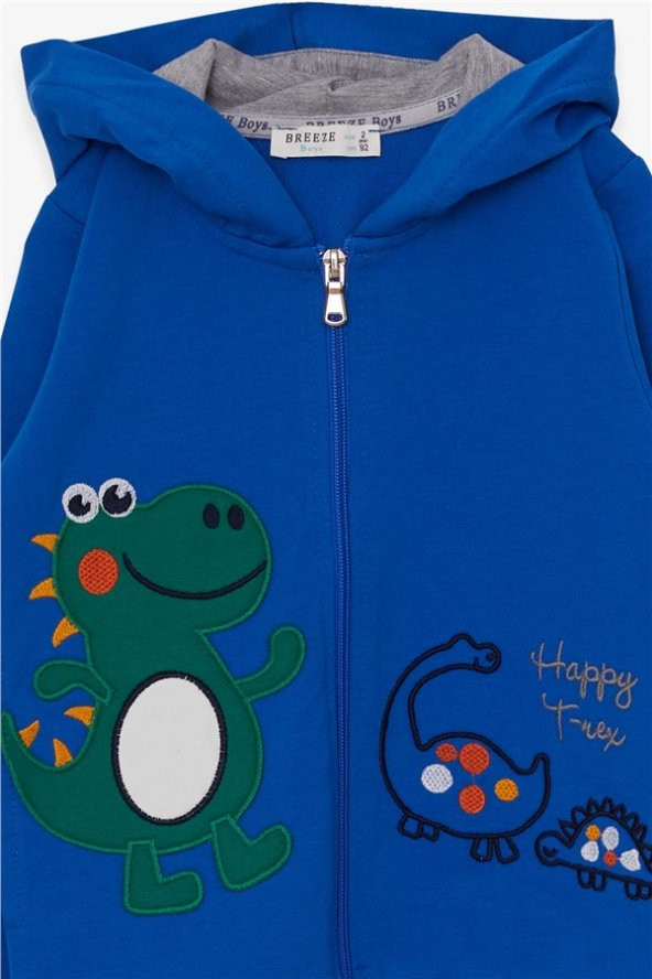 Erkek Çocuk Breeze Eşofman Takımı Mutlu Dinozor Baskılı Saks Mavisi Soft (2-6 Yaş) - 3