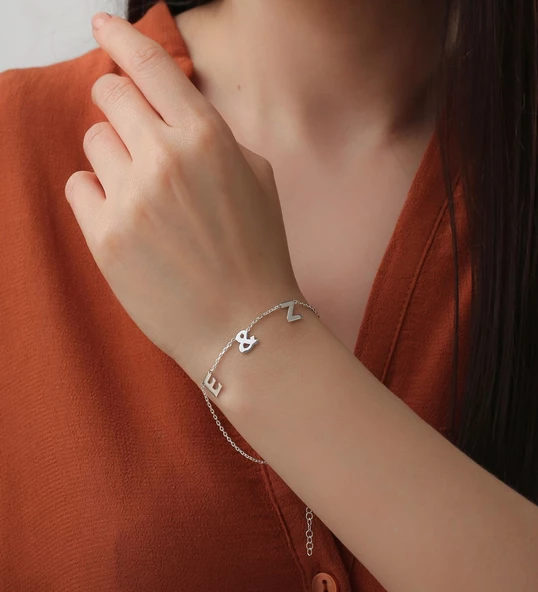 Vaoov 925 Ayar Gümüş Harfli Bileklik - Resim 2