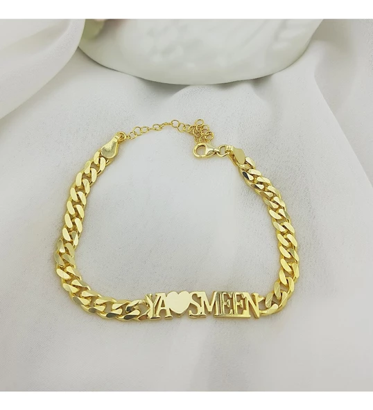 Vaoov Kalın Lazer Kesim Gümüş İsimli Bileklik - Resim 2