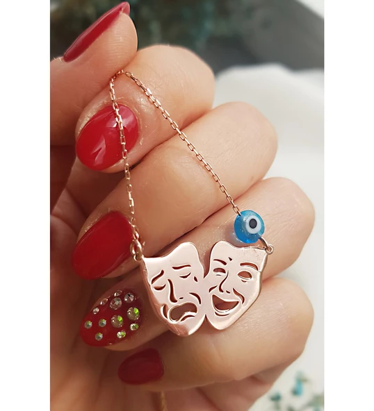 Vaoov 925 Ayar Gümüş Tiyatro Maske Kolye - 3