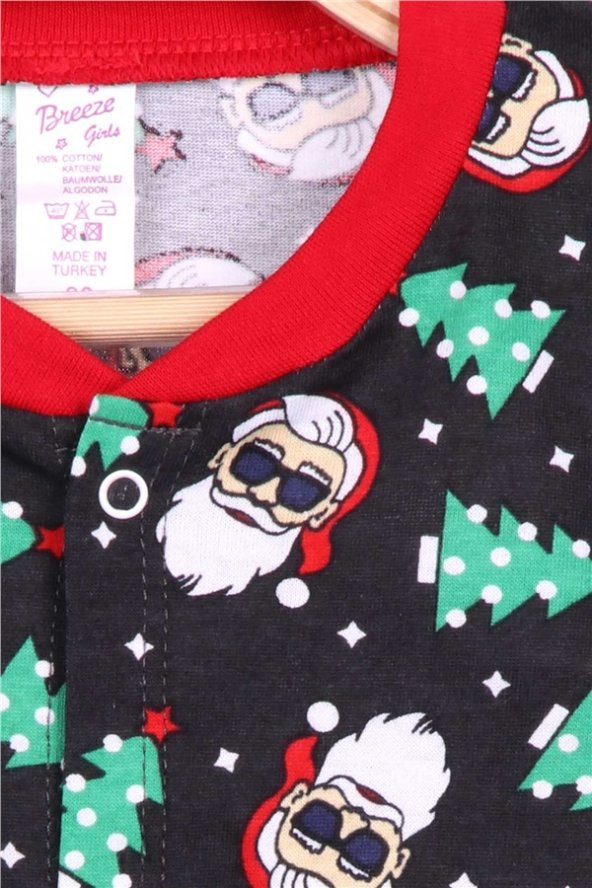 Erkek Bebek Pijama Takımı Yılbaşı Temalı Siyah Soft Giyim Soft (9 Ay) - 3