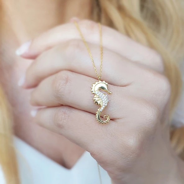 925 Ayar Gümüş Denizatı Kolye - Resim 3