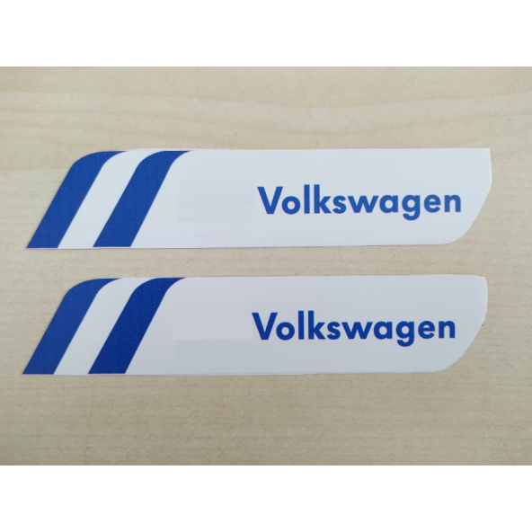 VOLKSWAGEN STİCKER 2li Takım 11,5x2,5cm Mavi AYNA STİCKER VOLKSWAGEN YAZISI, ARMASI, ETİKETİ, ÇIKARTMASI