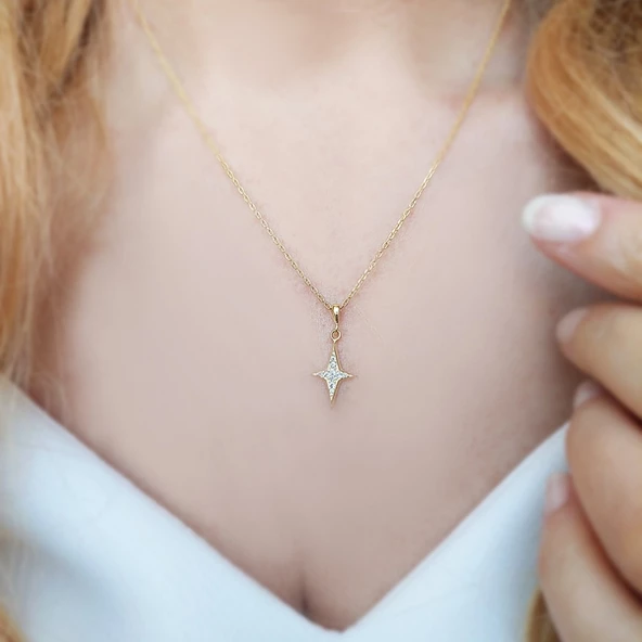 Kadın Kutup Yıldızı Hediye Gümüş Kolye - Resim 3