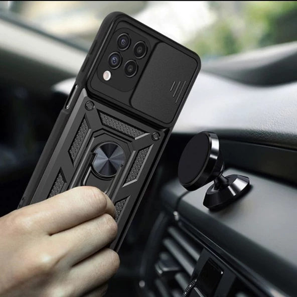 Gpack Samsung Galaxy A52S 5G Kılıf Tank Aramid Sürgülü Vega YüzüklüNano - Resim 2