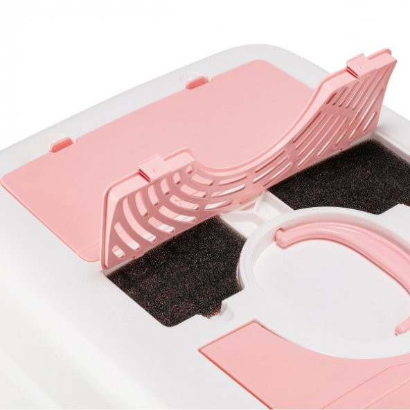 Mikopet Büyük Kapalı Kedi Tuvaleti Pembe - 2