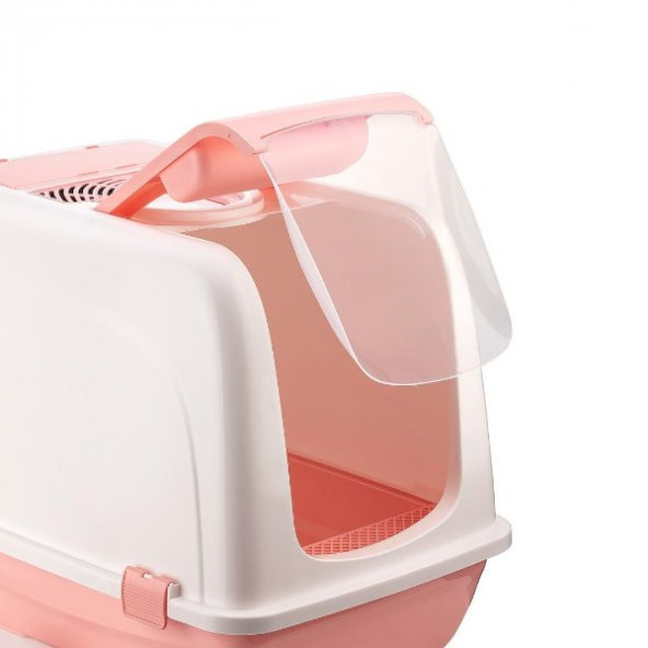 Mikopet Büyük Kapalı Kedi Tuvaleti Pembe - 3