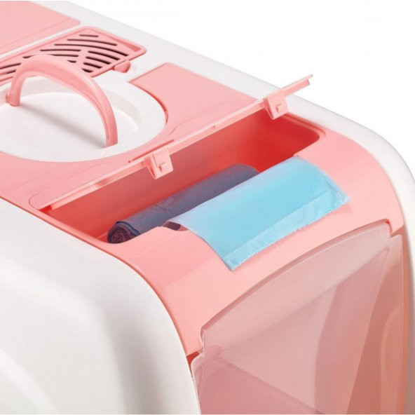 Mikopet Büyük Kapalı Kedi Tuvaleti Pembe - 4