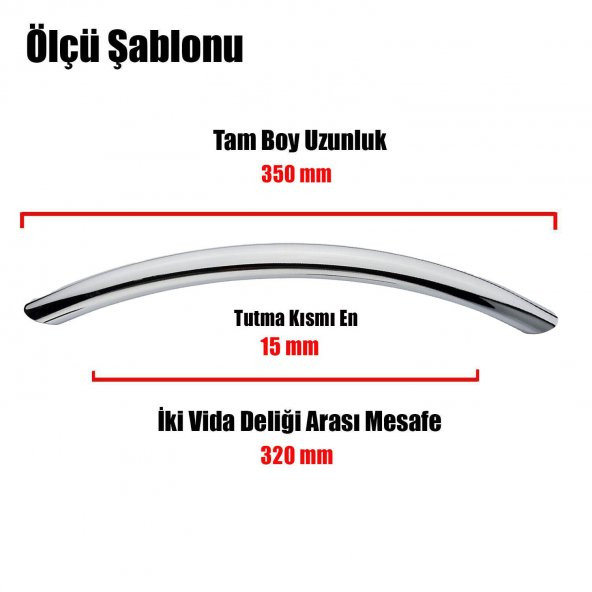 Mobilya Dolap Kapak Çekmece Kulpu Krom Metal 320 mm - 3