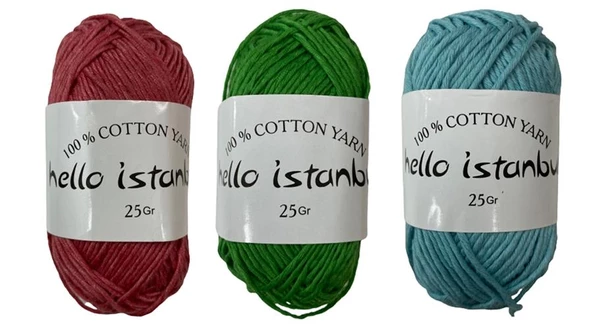 Hello İstanbul Jeans Cotton Yarn Pamuk Amigurumi Punch El Örgü İpliği 25 gr