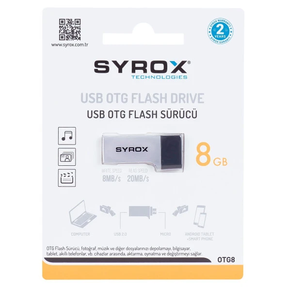 Syrox 8 GB 2.0 Micro OTG Flash Bellek OTG8