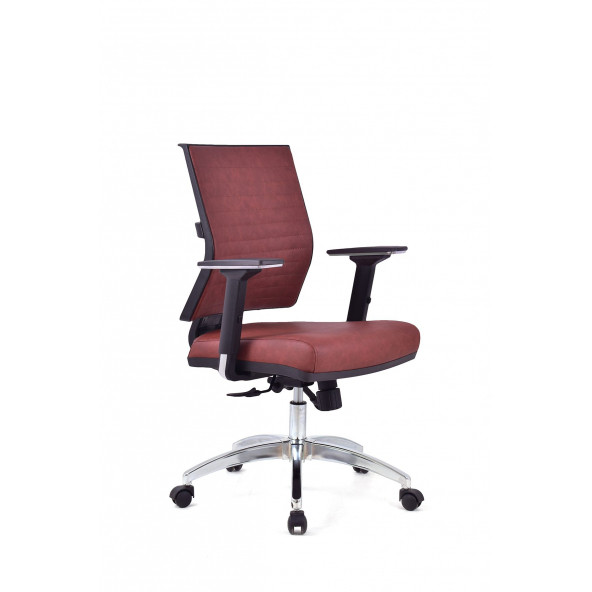 Herkese Mobilya Riva Bordo Krom Çalışma Koltuğu Ofis Koltuğu - 2