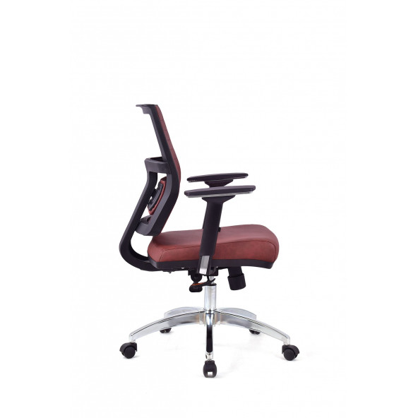 Herkese Mobilya Riva Bordo Krom Çalışma Koltuğu Ofis Koltuğu - 3