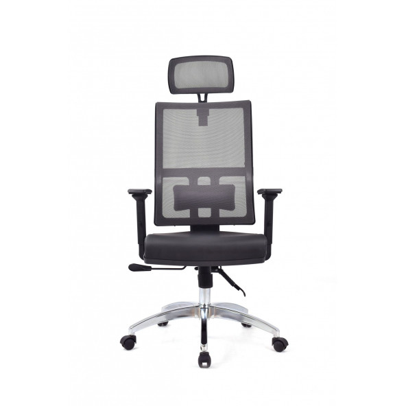 Herkese Mobilya Perla Siyah Fileli - Deri Makam Koltuğu Ofis Koltuğu