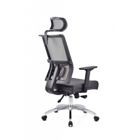 Herkese Mobilya Perla Siyah Fileli - Deri Makam Koltuğu Ofis Koltuğu - 4