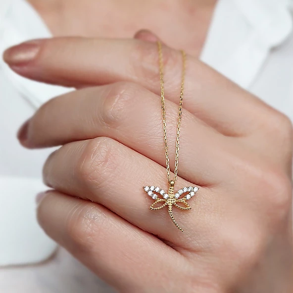 Kadın 925 Ayar Gümüş Yusufçuk Kolye - 3