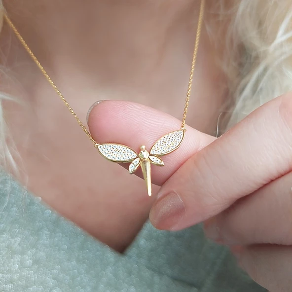 925 Ayar Gümüş Kadın Yusufçuk Kolye ürün görseli