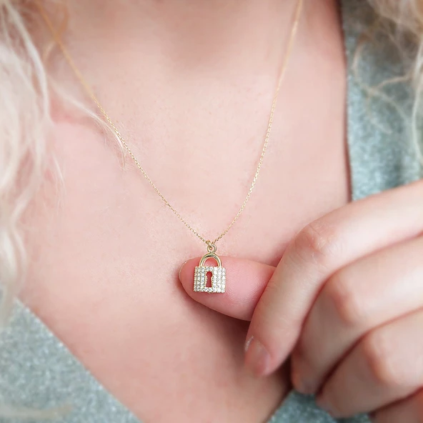 925 Ayar Gümüş Kilit Kolye - Resim 3