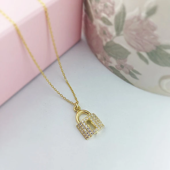 925 Ayar Gümüş Kilit Kolye - Resim 5