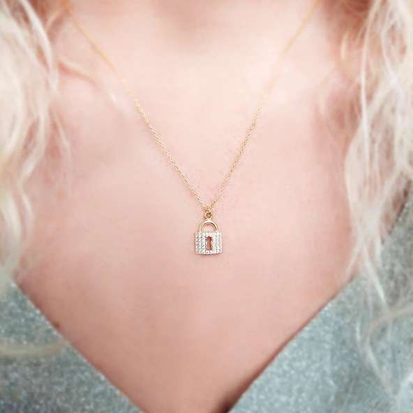 925 Ayar Gümüş Kilit Kolye - Resim 2