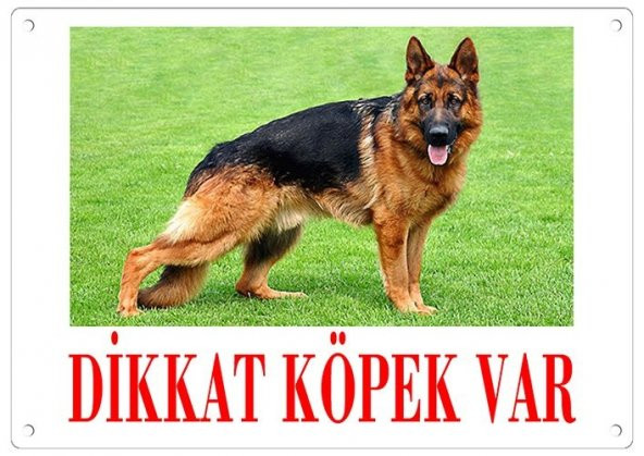 Dikkat Köpek Var Uyarı Levhası (Renkli Alman Kurdu)