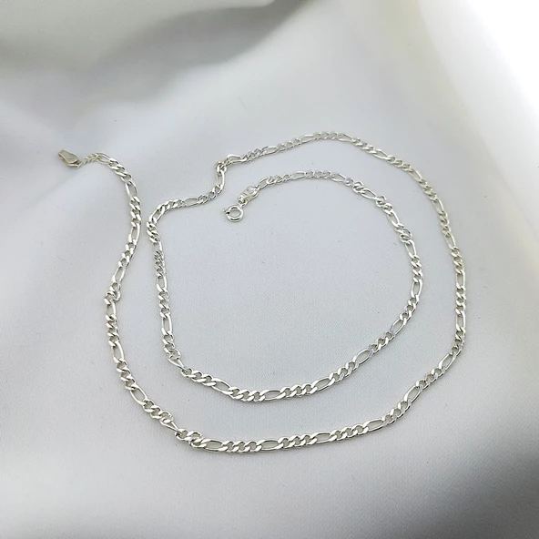 Vaoov 925 Ayar Gümüş Erkek Figaro Zincir - Resim 3