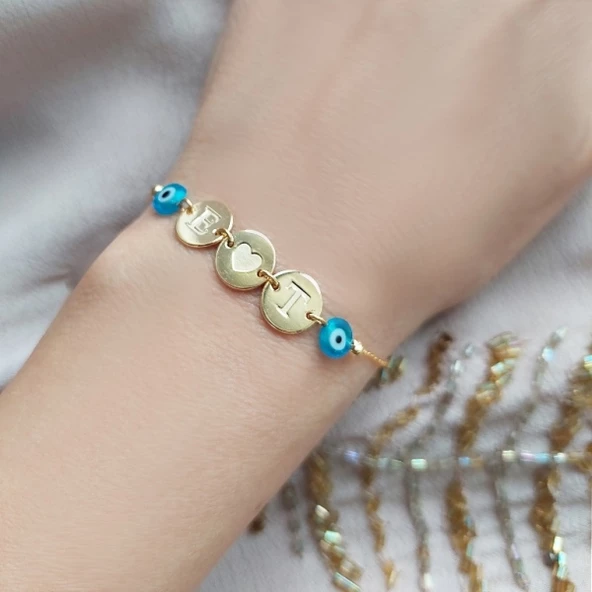 Vaoov 925 Ayar Gümüş Boncuklu Harf Bileklik - Resim 3