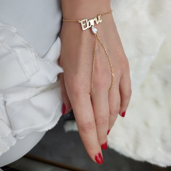 Vaoov 925 Ayar Gümüş Dama Taşlı İsimli Şahmeran Bileklik ürün görseli