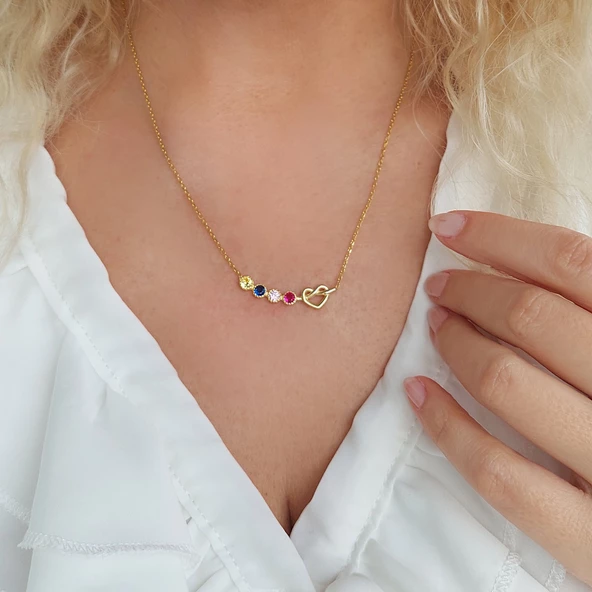 Kadın 925 Ayar Gümüş Sonsuz Aşk Renkli Taşlı Kolye ürün görseli