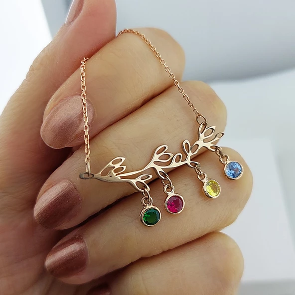 Vaoov 925 Ayar Gümüş Renkli Taşlı Kolye - Resim 2