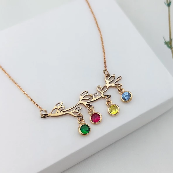 Vaoov 925 Ayar Gümüş Renkli Taşlı Kolye - Resim 3